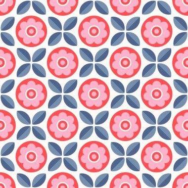 çiçekler ile Seamless retro modeli