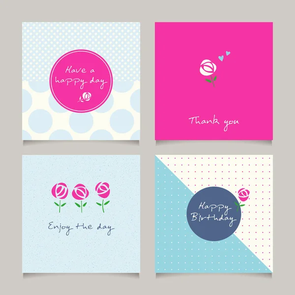 Conjunto de tarjetas de felicitación decorativas — Vector de stock