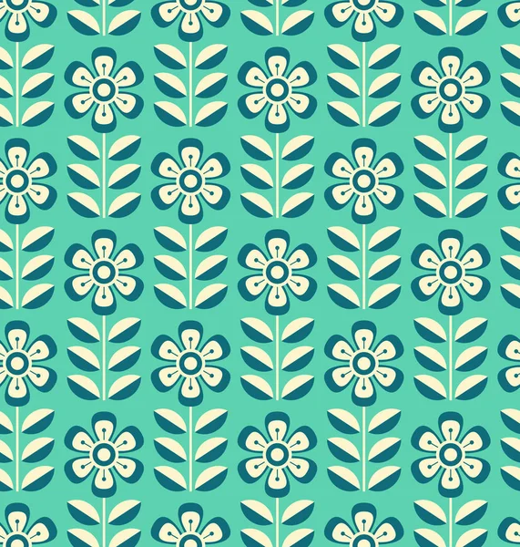 Patrón retro sin costuras con flores — Vector de stock