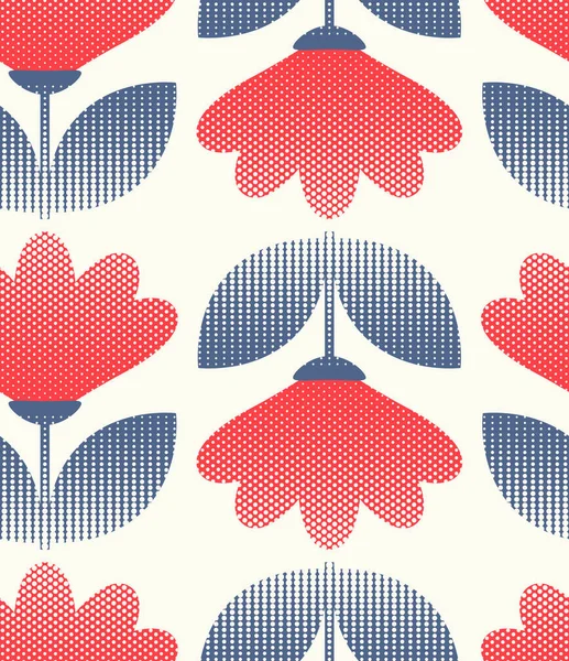 Seamless retro pattern with flowers — Stock Vector