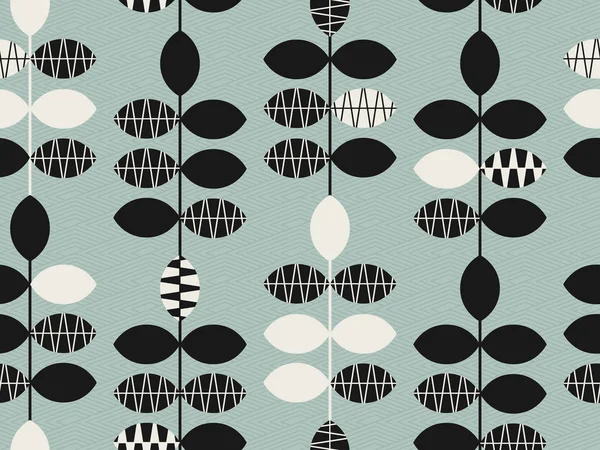 Motif rétro sans couture avec des feuilles — Image vectorielle