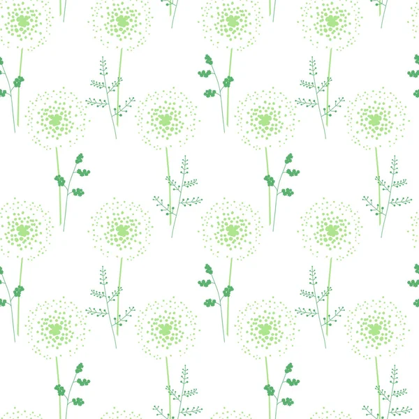 Seamless pattern with stylized dandelions — Stock Vector