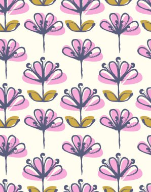 Elle çizilmiş çiçeklerle kusursuz desen