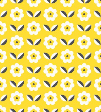 çiçek ve yaprakları ile Seamless retro modeli