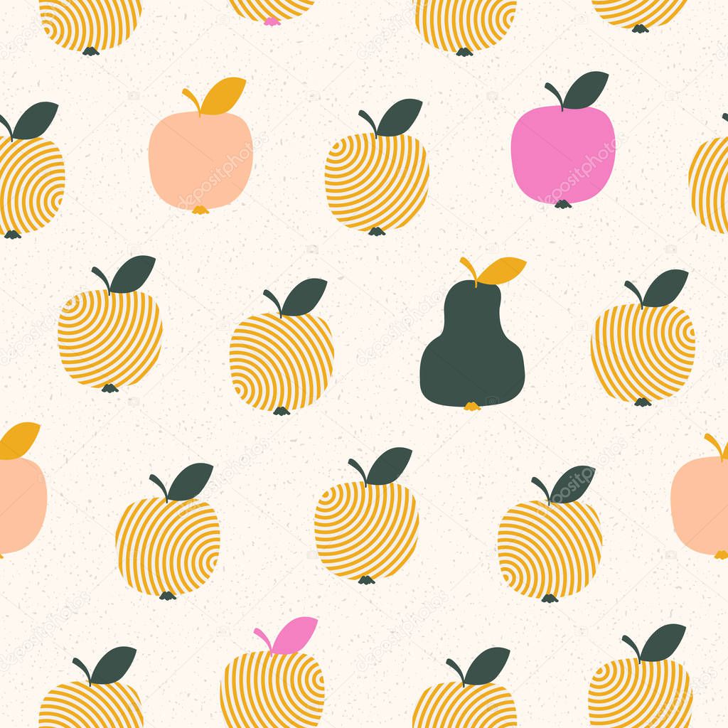 seamless pattern with many apples and one pear