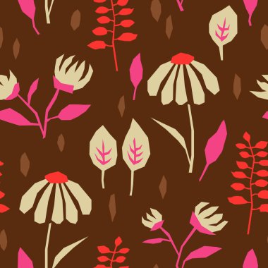 Çiçekler ve yapraklarla kusursuz desen