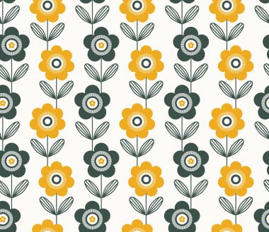 çiçekler ile Seamless retro modeli