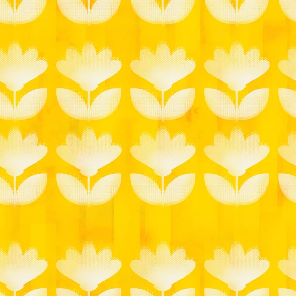 花とのシームレスなレトロ パターン — ストック写真