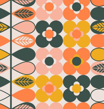 Çiçekler ve yapraklarla kusursuz desen