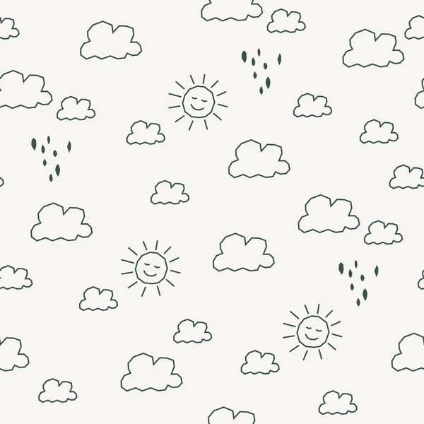 Patrón sin costuras con sol y nubes — Vector de stock