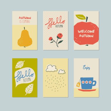 Dekoratif sonbahar kart dizisini