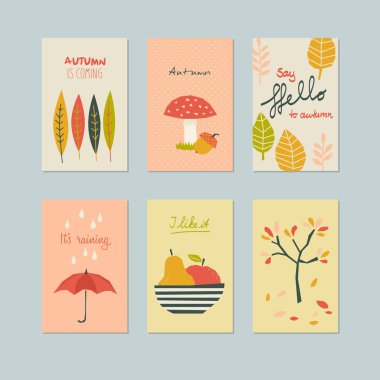 Dekoratif sonbahar kart dizisini