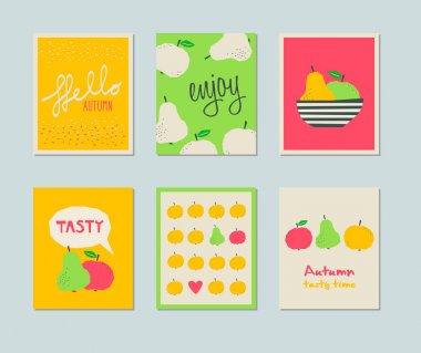 Dekoratif sonbahar kart dizisini