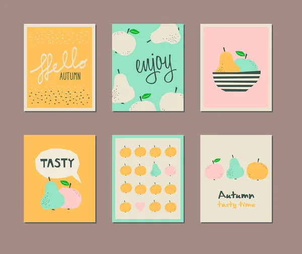 Conjunto de tarjetas decorativas de otoño — Vector de stock