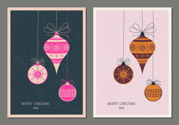 Tarjeta decorativa de Navidad en dos variantes de color — Vector de stock