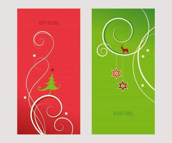 Ensemble de cartes de Noël décoratives — Image vectorielle