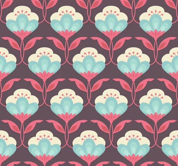 Patrón floral retro sin costuras — Vector de stock