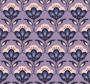 Dikişsiz retro çiçek desenli