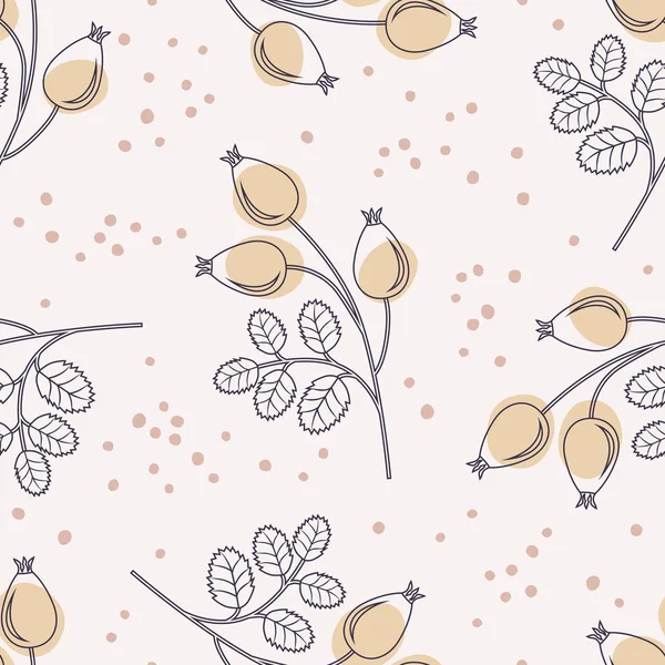 Motif sans couture avec branches de hanche rose — Image vectorielle