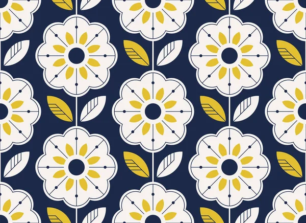 Patrón floral sin costuras en estilo escandinavo — Archivo Imágenes Vectoriales