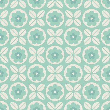 çiçek ve yaprakları ile Seamless geometrik retro modeli