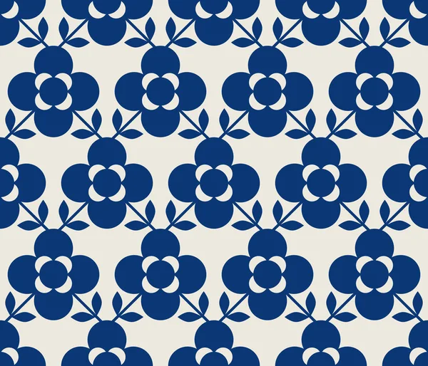 Naadloze retro patroon met bloemen en bladeren — Stockvector