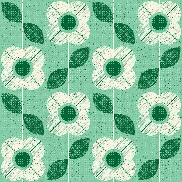 Απρόσκοπτη μοτίβο με λουλούδια και τα φύλλα σε σκανδιναβικό στυλ ρετρό Διάνυσμα Αρχείου