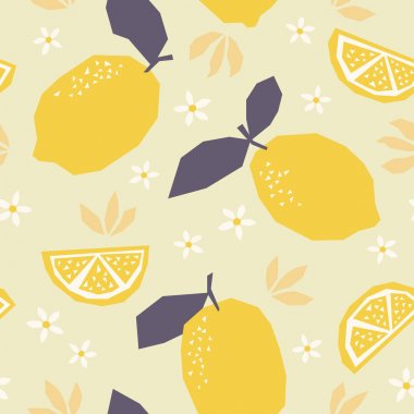 limon ve çiçekleri ile Seamless Modeli