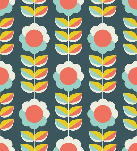 Patrón sin costuras con flores y hojas en estilo escandinavo retro Gráficos vectoriales