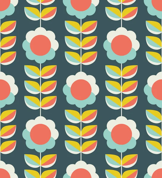 Motif sans couture avec des fleurs et des feuilles dans le style scandinave rétro Graphismes Vectoriels