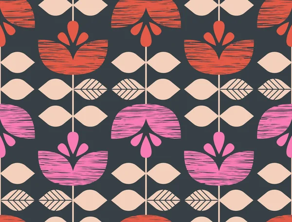 Seamless retro pattern with flowers — Stock Vector