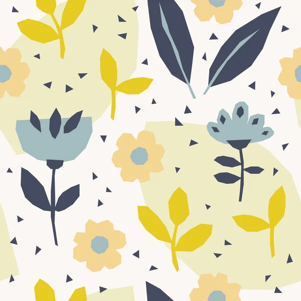 Patrón sin costuras con flores y hojas en estilo escandinavo Ilustración de stock