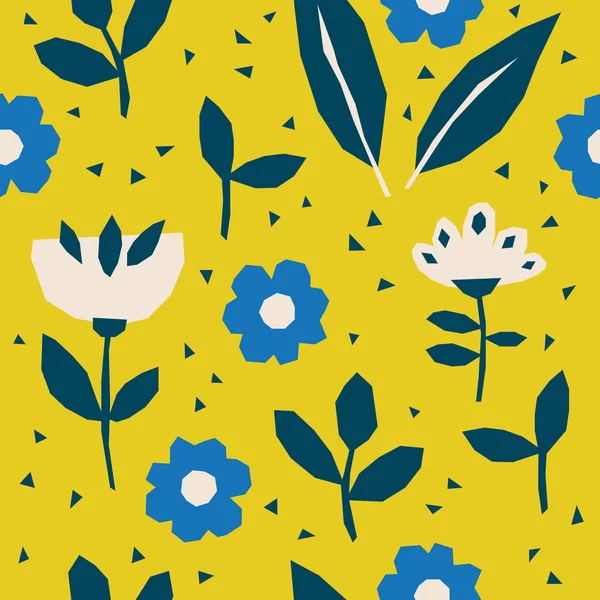 Patrón sin costuras con flores y hojas en estilo escandinavo — Archivo Imágenes Vectoriales