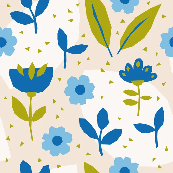 Απρόσκοπτη μοτίβο με λουλούδια και φύλλα σε σκανδιναβικό στυλ Διανυσματικά Γραφικά