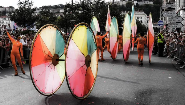 Lyon France Septembre 2018 Défilé Danse Biennal Défilé Groupes Colorés — Photo