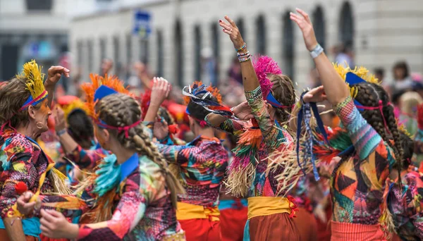 Lyon France Septembre 2018 Défilé Danse Biennal Défilé Groupes Colorés — Photo