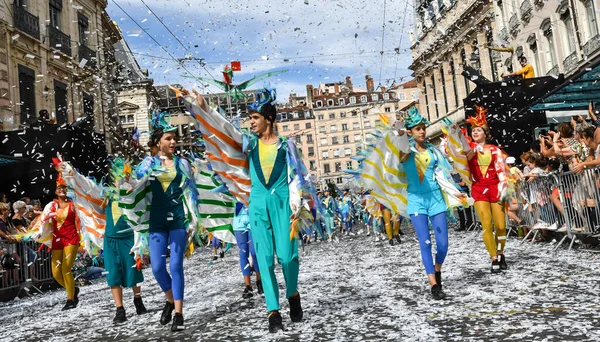 Lyon France Septembre 2018 Défilé Danse Biennal Défilé Groupes Colorés — Photo