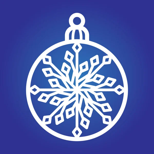 Лазер вырезал рождественский шар снежинкой. Новогоднее украшение елки для срезки, печати. Векторная иллюстрация на синем фоне. Силуэт открытого пространства с кружевным орнаментом . — стоковый вектор