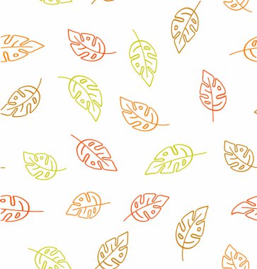 Renkli yaprakların kusursuz deseni. Basit sonbahar vektör arkaplanı. Görüntü şeffaf arkaplanda izole edildi.