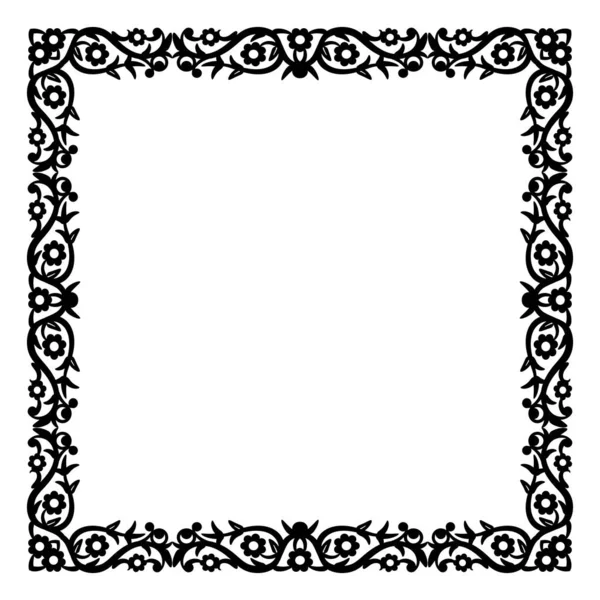 Photo frame. Decorative rectangular line art for design template. Vector geometric vintage metal element. Floral border. Lace illustration for invitation, greeting card. Napkin for scrapbook — 스톡 벡터