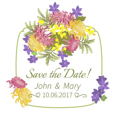 El ile zarif desen dekoratif çiçek pembe ve sarı Kasımpatı çizilmiş.