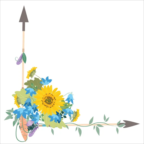 Flower arrangement with sunflowers kolokolchiklm arrows