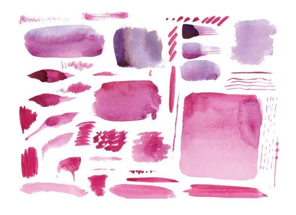 Handmade watercolor texture collection of pink paint — Stock Vector