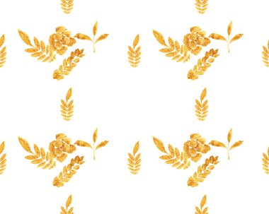 altın gül ve yaprakları oluşan çerçeve