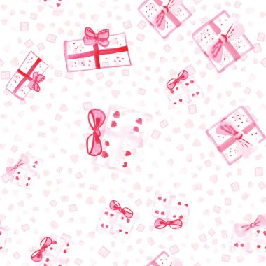 Hediyeler ile suluboya romantik arka plan