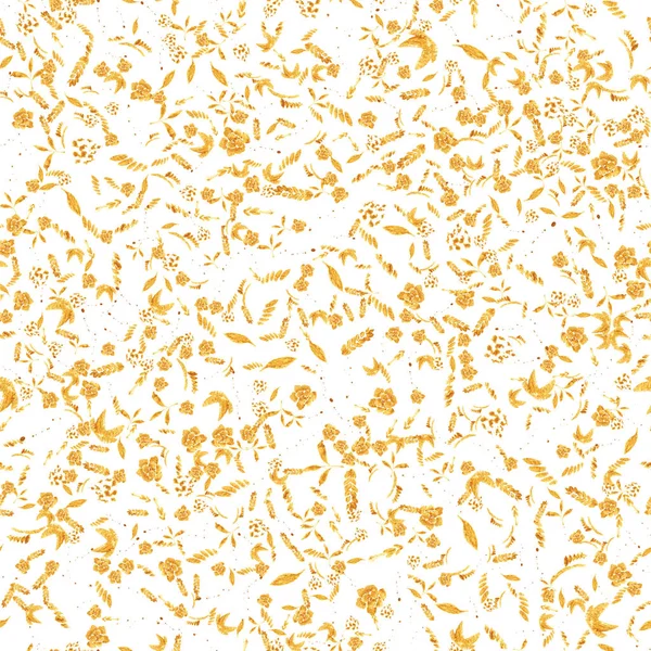 Fiori dorati e foglie su sfondo bianco — Foto Stock
