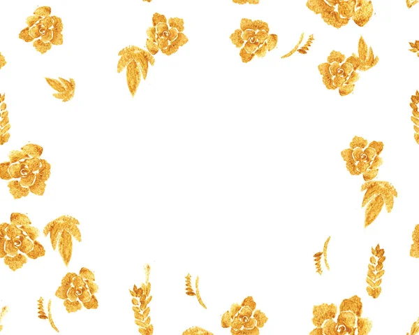 Cornice fatta di fiori e foglie d'oro — Foto Stock