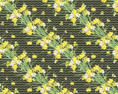 Çiçekli narsisli retro-klasik arka plan