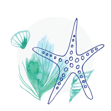 Suluboya mavi deniz, kağıt doku boyama el yapımı