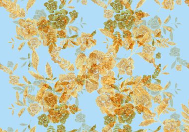 Romantik altın gül buket tasarım desen davet şablonu.